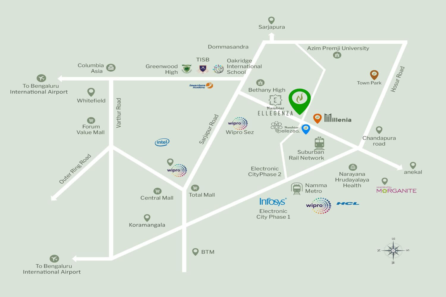 Nambiar Ellegenza Sarjapur Location Map